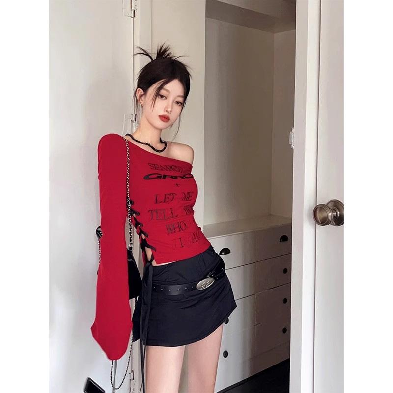 

Women s Off-Shoulder Tie-Strap Long-Sleeve Top Medium