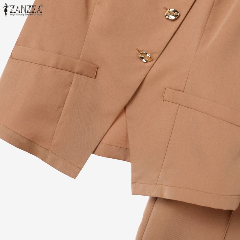 ZANZEA Dame Ermeløse Vesttopper og Bukser Sommer Todelt Draksett