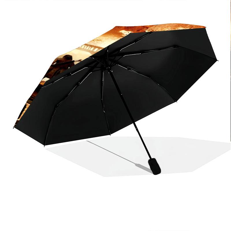 Smaug'S Fiery Wrath Folding Umbrella Suitable For All Seasons Suitable For All Seasons Three Folds Umbrella Printing