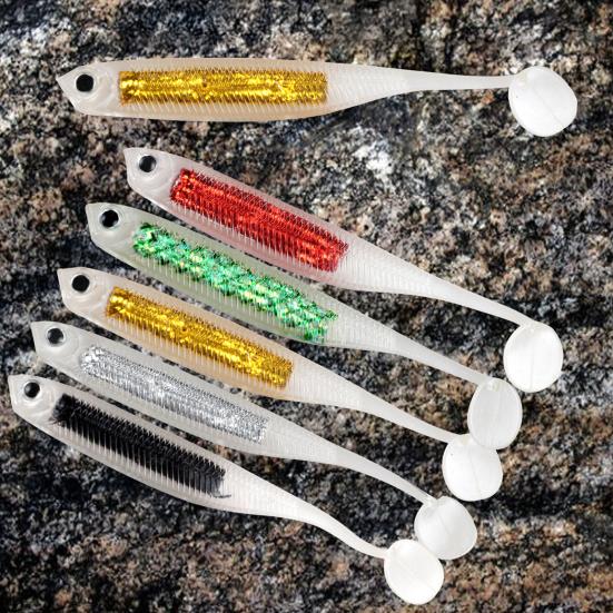 6Pcs Fishing Soft Baits 3D Eyes Realistic Shape Vibrant Color Mini Size Portable Artificial Lures Fishing Spinner Baits