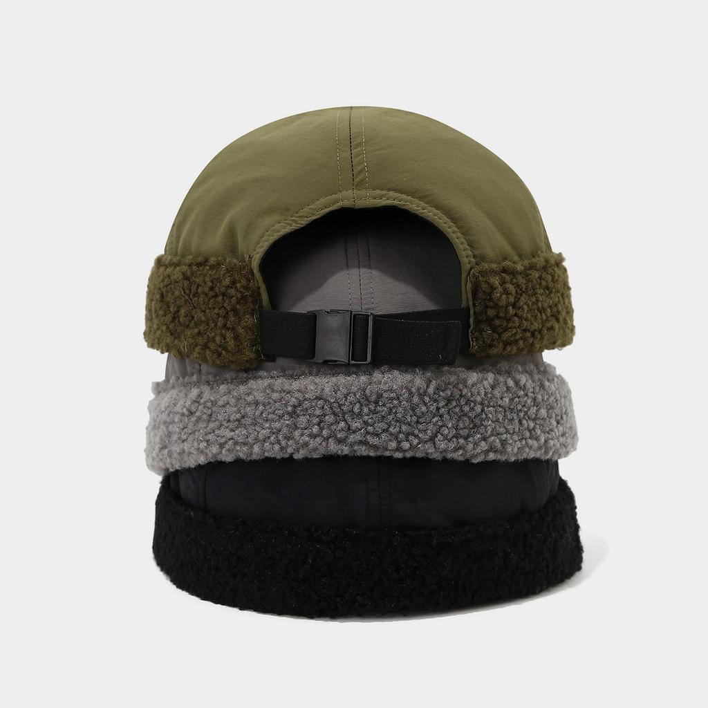 Japanese-Style Retro Lambswool Brimless Landlord Hat - Unisex Autumn & Winter Warm Cotton-Padded Melon Cap, Yuppie Sailor Hat