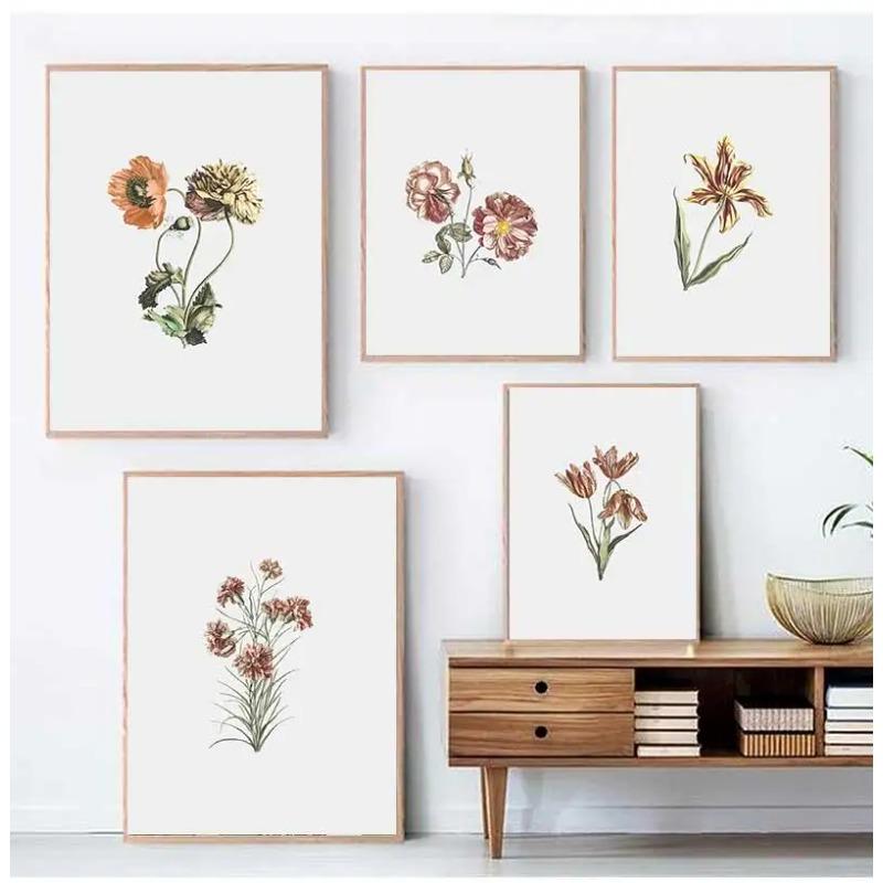 Vintage Wildpflanzen Poster Botanische Blumendrucke Leinwandmalerei Moderne Wandkunst Bilder für Wohnzimmer Dekoration