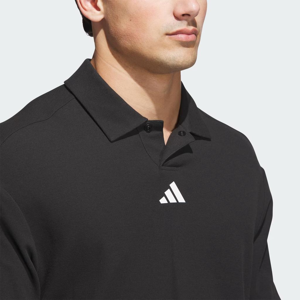 adidas Long Sleeve Knitted Solid Color Loose Polo Shirt Men Tops Black JN3038