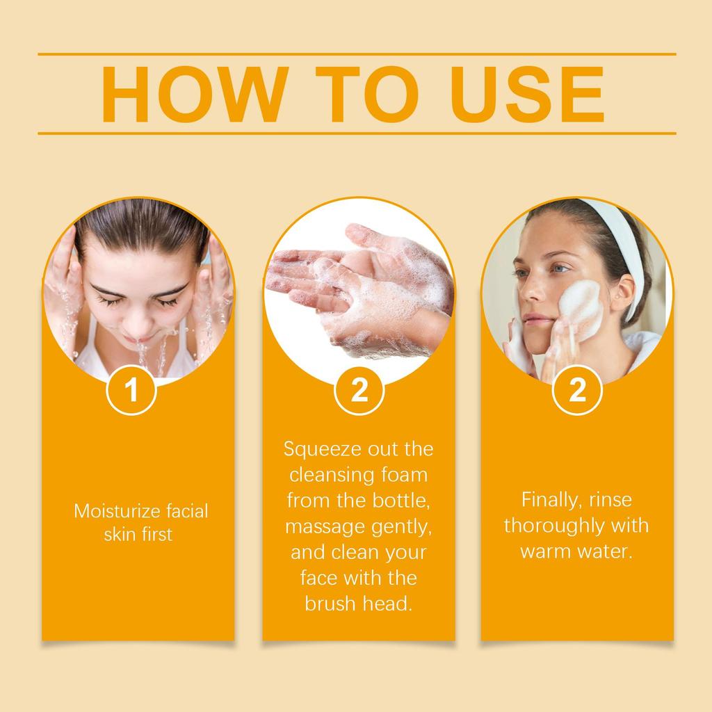 Jaysuing Turmeric Cleanser Comes with Silicone Brush Head, Gentle Cleansing and Oil Control Cleansing Skin Care Products for the Face 100ml