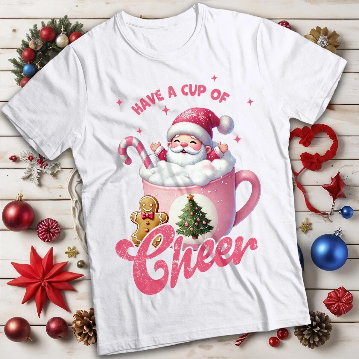Funny Mens and Womens Santa in Mug Christmas T-Shirt Tee #MC 2XL