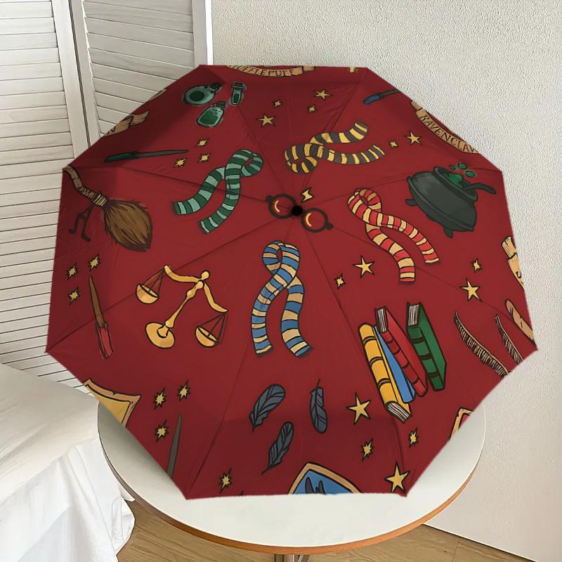 1PC Harry Potter Hogwarts Houses Umbrella-8-Rib Reinforced, Automatic Open, Lightweight & Durable, Cute Fashion Accessory for Outdoor, D2691