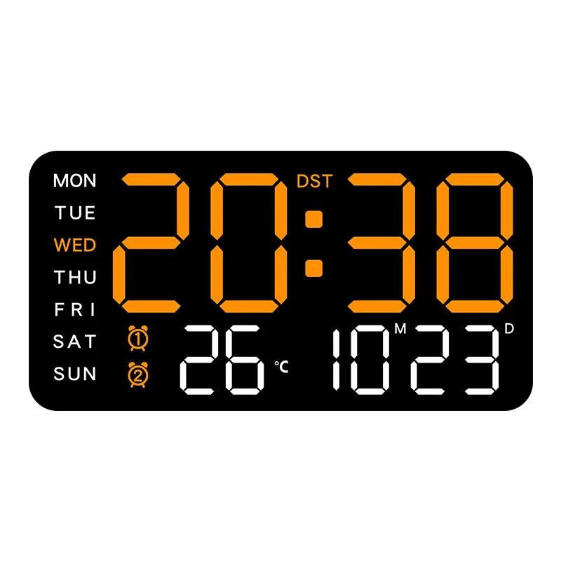 Large Digital Wall Clock Temp Date Week Display Remote Control USB Powered Table Wall-mounted Dual Alarms LED Clocks