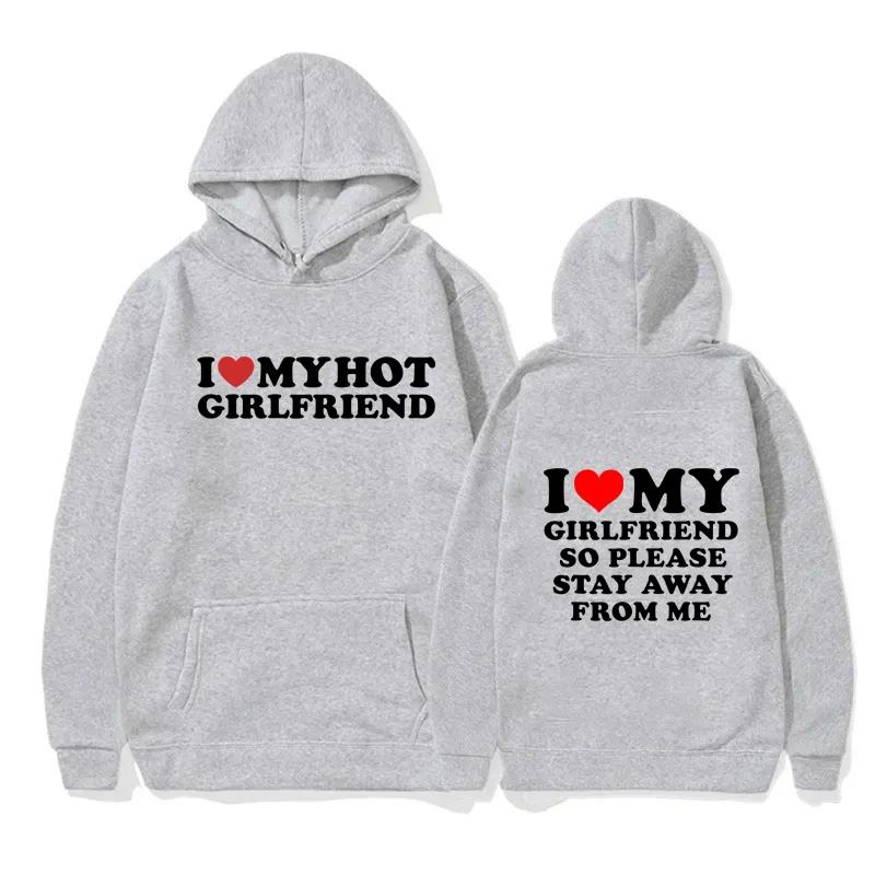 Jag Älskar Min Flickvän Tryckt Huvtröja Herr Mode Casual Sport Långärmad Pullover Höst Vinter Herr Rundhalsad Tröjor Unisex