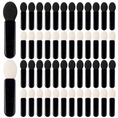 AUEAR 50er Pack Einweg Lidschattenpinsel Applikator Schwamm Ovaler Kopf Beidseitig Make-up Werkzeug Schwarz, 50er Pack