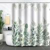 Green Plant Waterproof and Mildew-proof Polyester Bathroom Shower Curtain Shower Curtain Partition Curtain Free of Punching