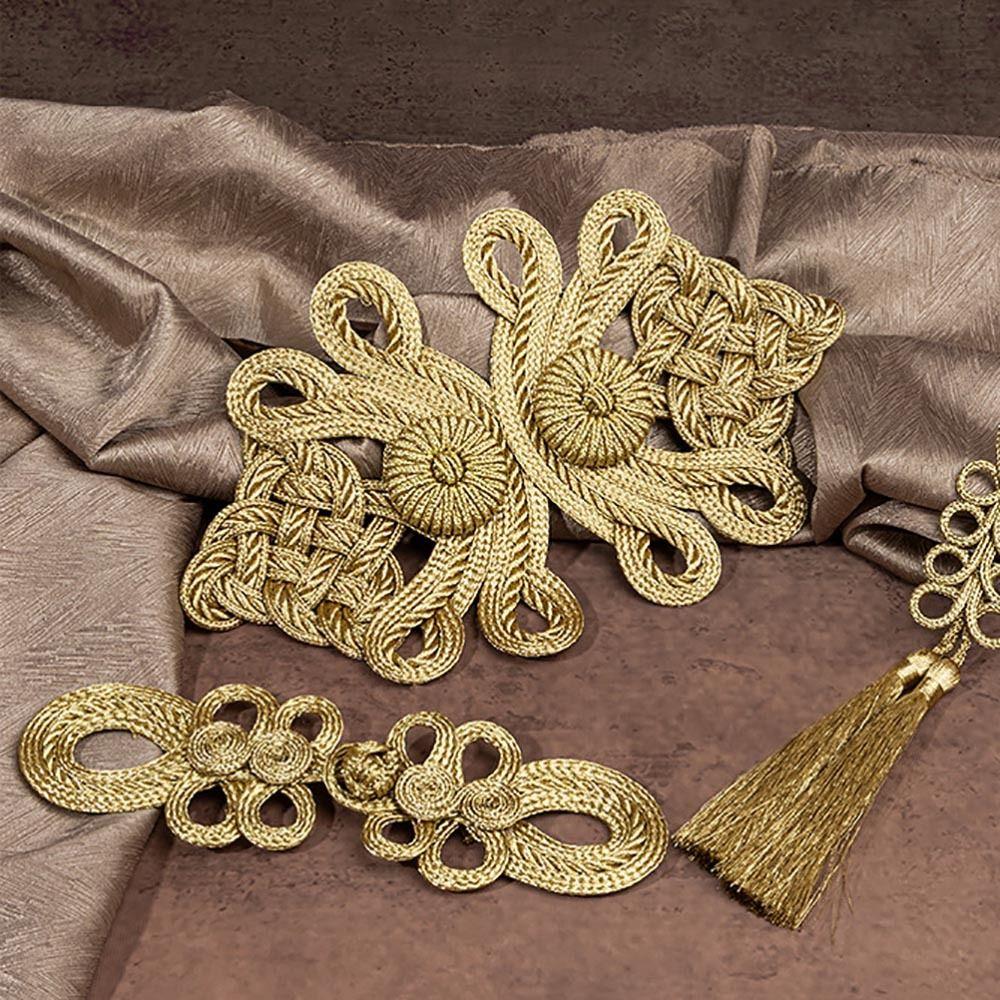 Golden Chinese Knot Buttons Handmade Tang Suit Buttons Cheongsam Buttons  Cheongsam Making