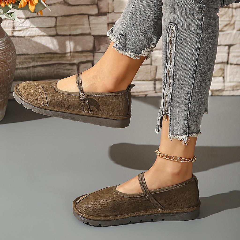 Women Sneakers Elegant Ethnic Style Loafers Flat Mary Jane Shoes for Women Retro Comfortable Leather Stitching Sneakers Women