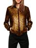 Damski płaszcz z cekinami Bomber Jacket z długim rękawem i zamkiem błyskawicznym Streetwear Casual Luźna brokatowa odzież wierzchnia