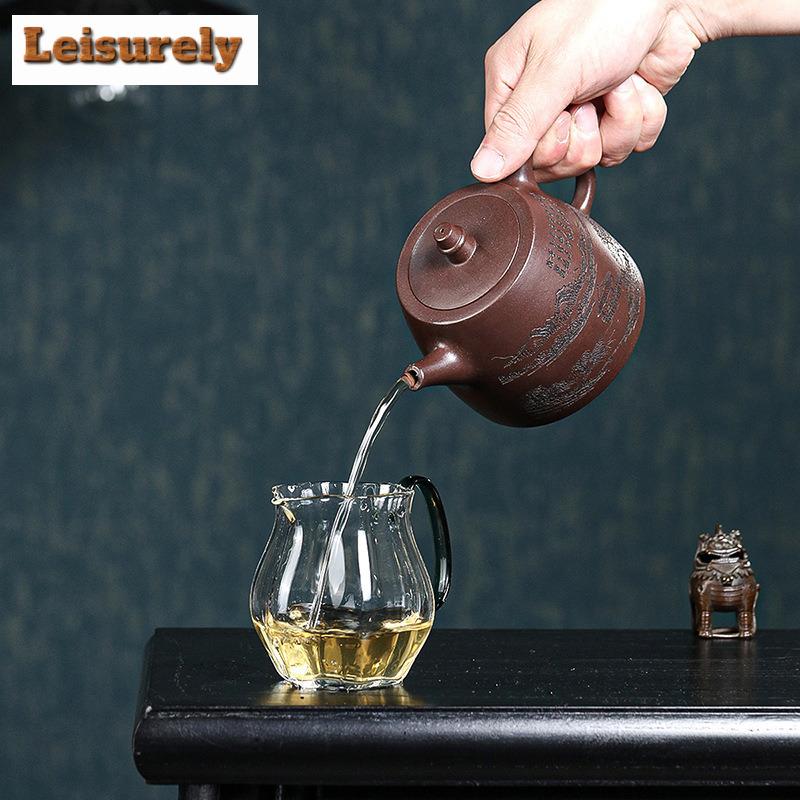 400ml Elegant Yixing Purple Clay Teapots Handmade Handuo Pot Raw Ore Purple Mud Kettle With Strainer Zisha Teaset Cafes Supplies
