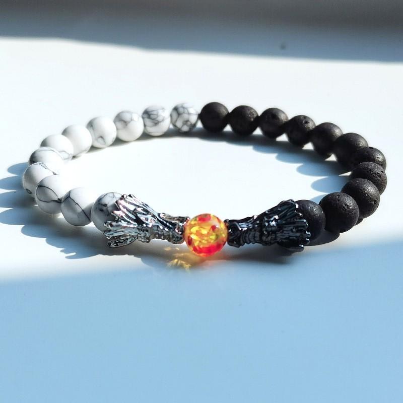 

Модный и минималистичный браслет из цинкового сплава с белой бирюзой и желтым кристаллом StyleA