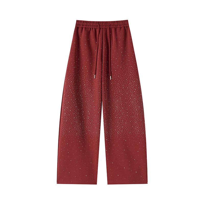 2026 Spring/Summer Women's Starry Sky Wide-Leg Pants with Rhinestones