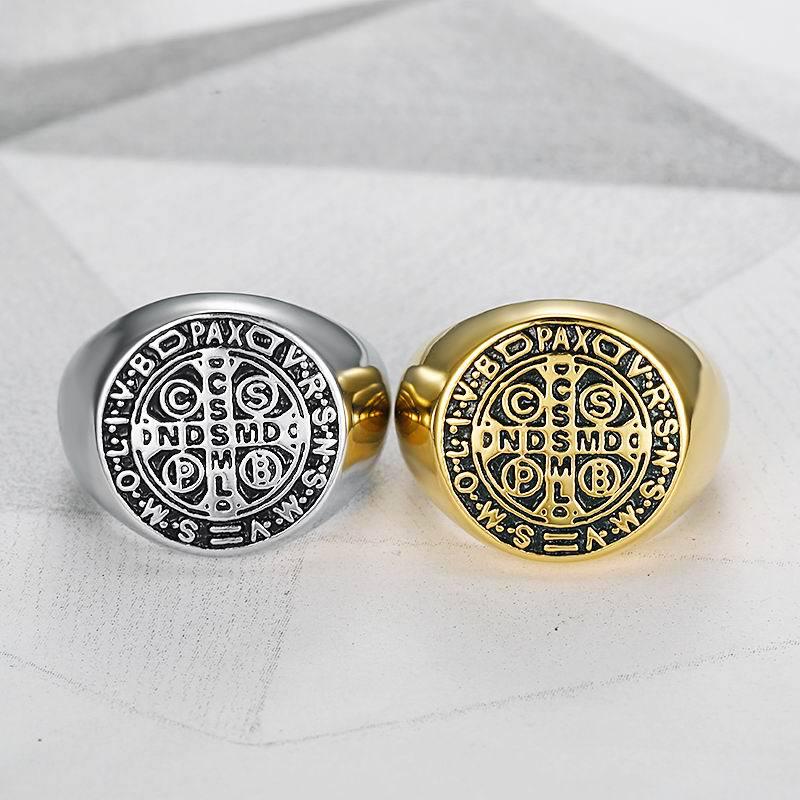 Vintage Titanium Steel Hip-Hop Letter Ring for Men - European & American Style