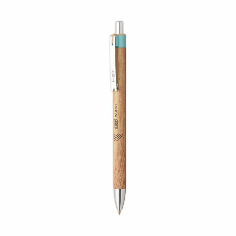 Flair Woody Cliq 0.7mm Retractable Ball Pen Blue Ink Pack Of 1 x 5 pens Smooth Writing Pens For Office School And Daily Use