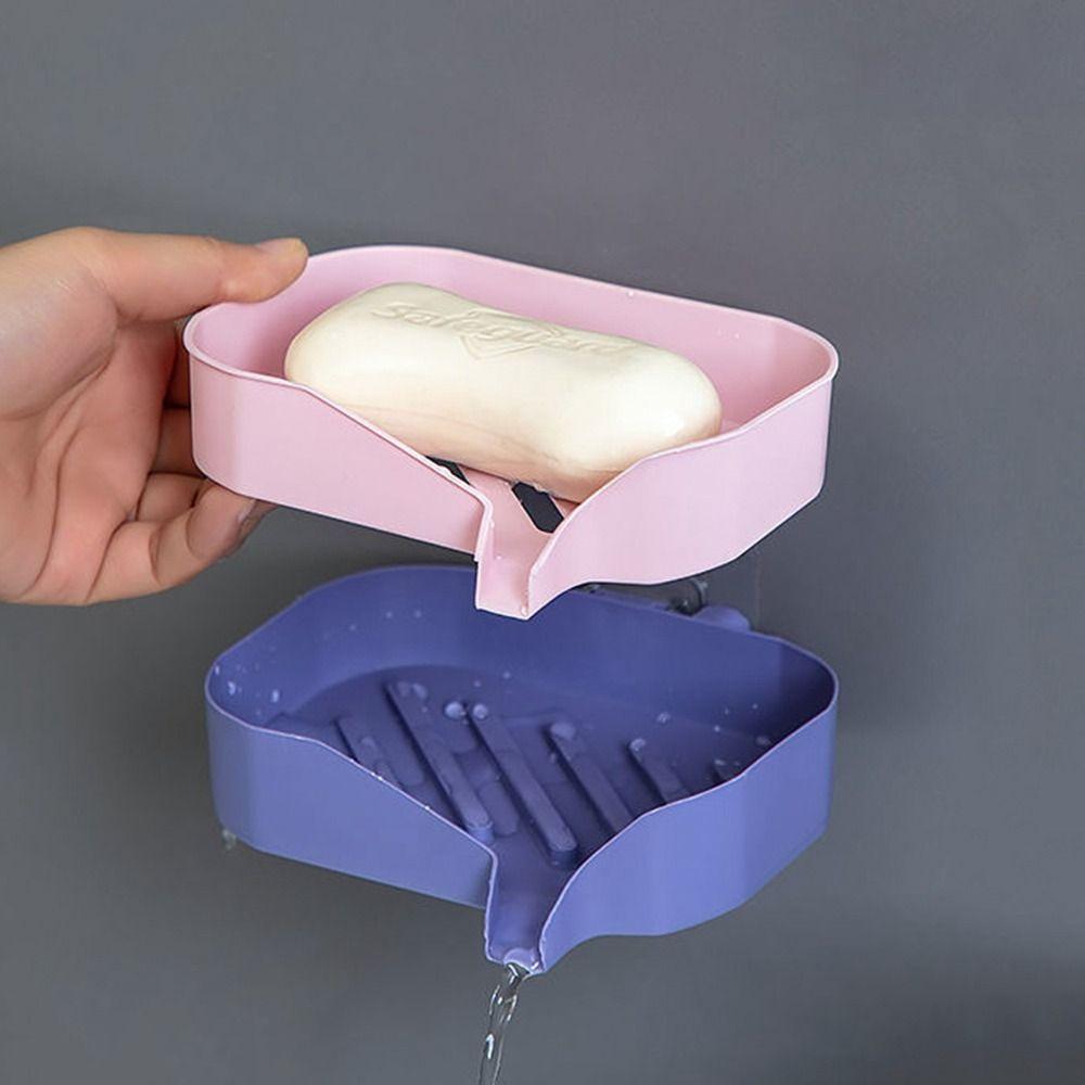 Wall-mounted Double Layer Soap Holder Punch-Free Draining Soap Storage Rack Soap Dishes Shower