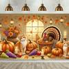 2D theme Thanksgiving harvest background wallpaper - polyester material wall decoration