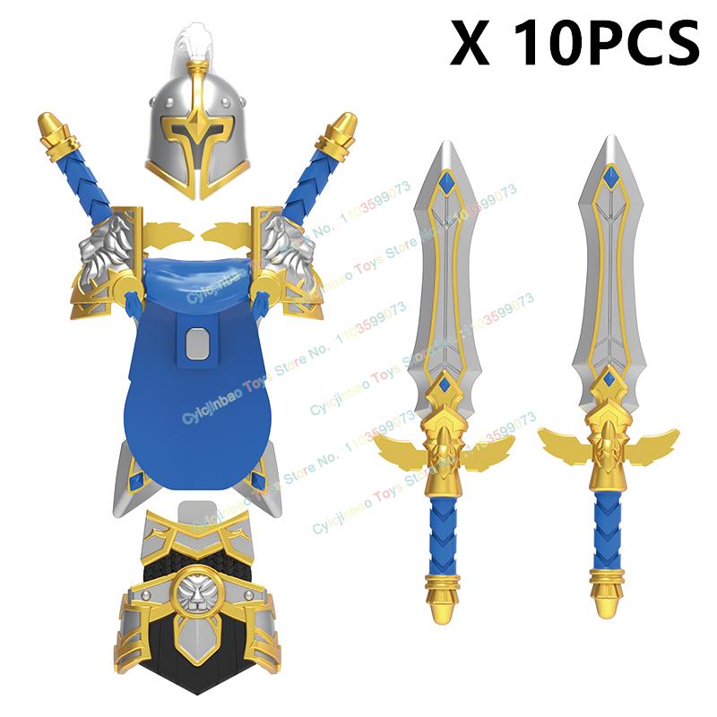 DT017 Chevaliers d'or Médiévaux Soldats en armure lourde Figurines Accessoires Blocs de construction Jouets pour enfants cadeaux