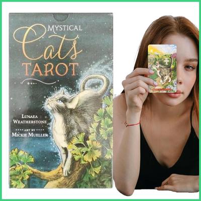 English Version Mystical Cats Tarot Cards Deck Flower Language Color Centennial Oracle Cards Game Used In Family Dimmy