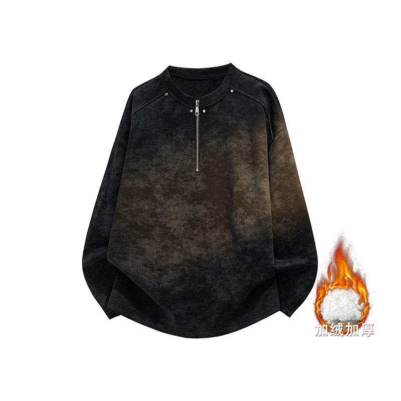 Autumn And Winter Men'S Tie-Dye Rivet Half-Zipper Sweater Men'S Casual Loose Sweater Men