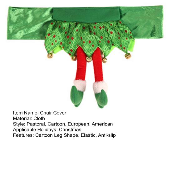 Christmas Chair Back Cover Christmas Chair Slipcovers Elf Santa Leg Shape Holidays
