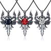 Dragon Necklace Double Dragon Retro Men's Domineering Trendy Men's Inlaid Red