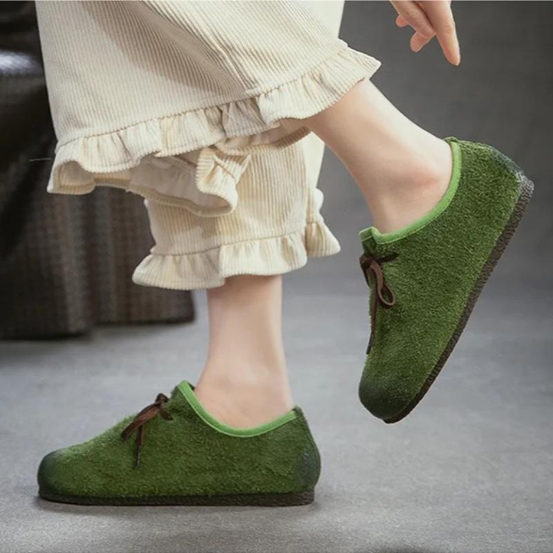 Johnature Vintage Rindsleder Vielseitige Loafer mit weicher Sohle Leichte flache Schuhe für Pendlerinnen