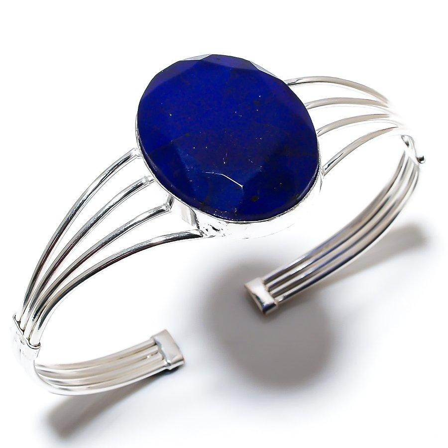 

Sapphire(Simulated) Gemstone Gift Cuff Jewelry Bracelet AdjustableSR-2619