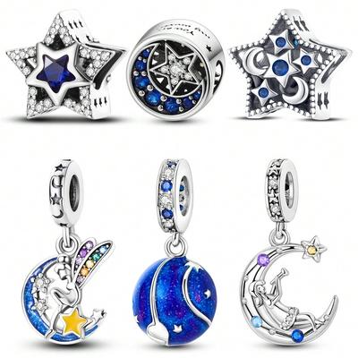 Charm Copper Colors Stars And Moon Bead For Original Bracelet Diy Beads Charms Jewellery Making Gift For Women Styfne