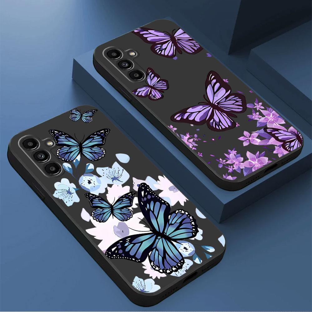 INS Retro Butterfly Phone Case for Samsung Galaxy A11 A21s A34 A22 A54 A13 A73 A52 A33 A72 A42 A32 A24 A12 A14 A53 A23 Cover