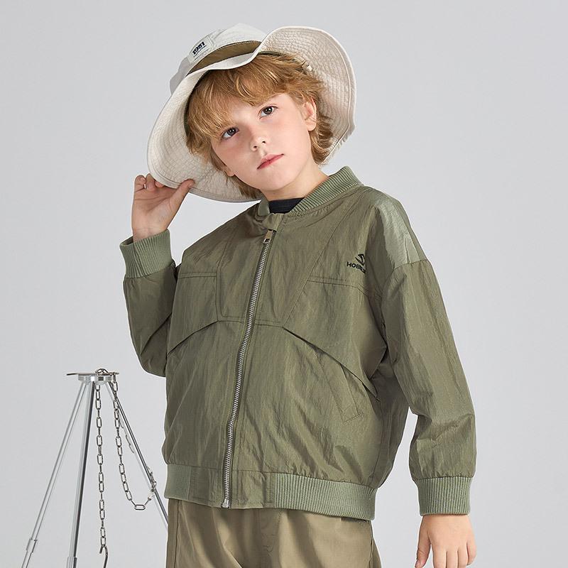 Kids Boys Jacket Solid Color Zipper Windbreaker Long Sleeve Stand Collar Lightweight Breathable Outerwear For Spring Autumn Outdoor School Sports