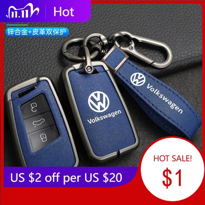 New Leather Car Remote Key Case Cover Shell Fob for VW Volkswagen Magotan GTE Passat B6 B7 B8 CC Arteon Auto Key Sleeve Acc