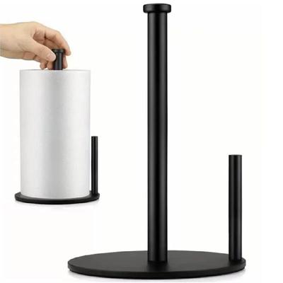Stainless Steel Kitchen Roll Holder With Weighted Base - Heavy-Duty Countertop Organizer, Space-Saving Design For Paper Towels