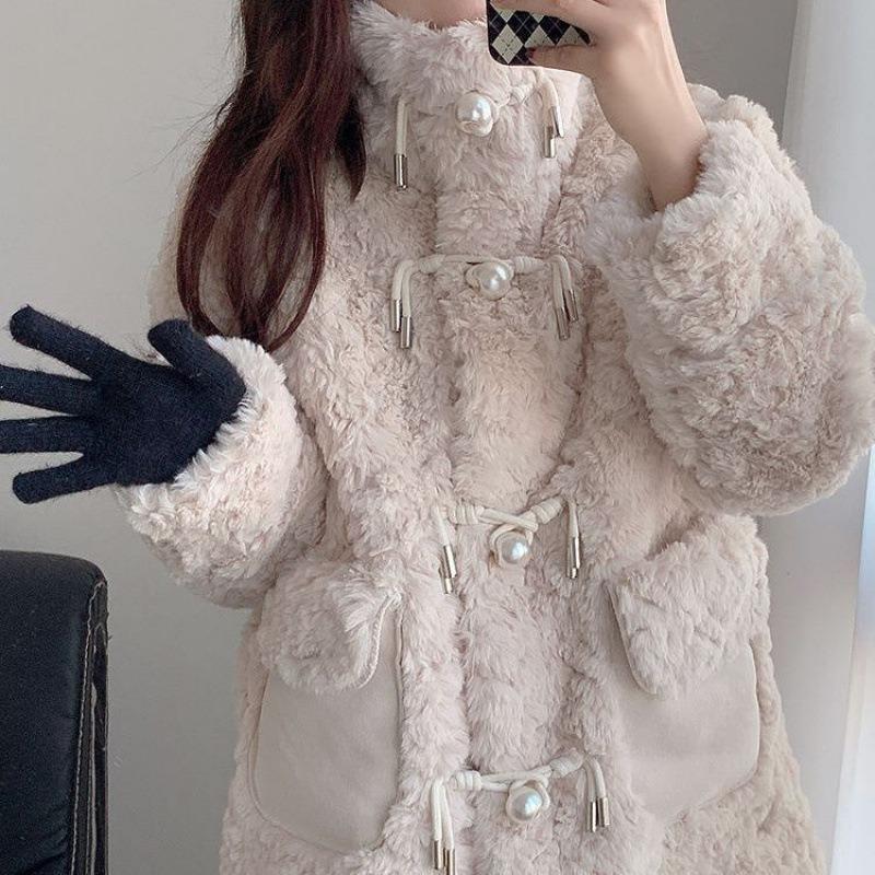 

Пальто из искусственной овчины, женское зимнее новое хлопковое пальто средней длины, утолщенное стеганое пальто, легкое S