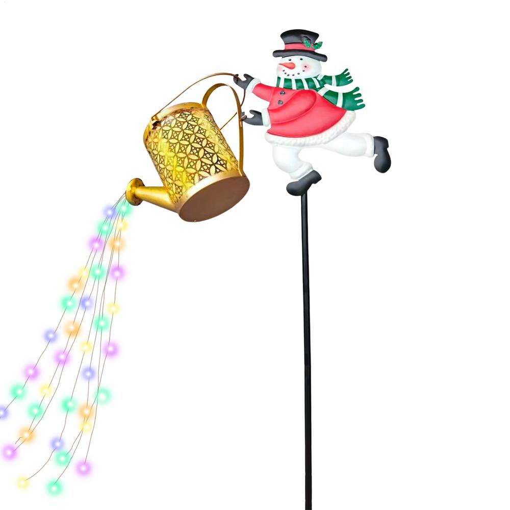

Christmas Solar Kettle Lights Outdoor Snowman Design Christmas Outside Decorations Solar Garden Lights for Landscape Lawn