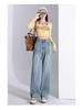 2025 Women's Light Wash Ripped Jeans: High Waist, Loose, Straight Leg, Floor-Length, Thin Summer Casual Pants