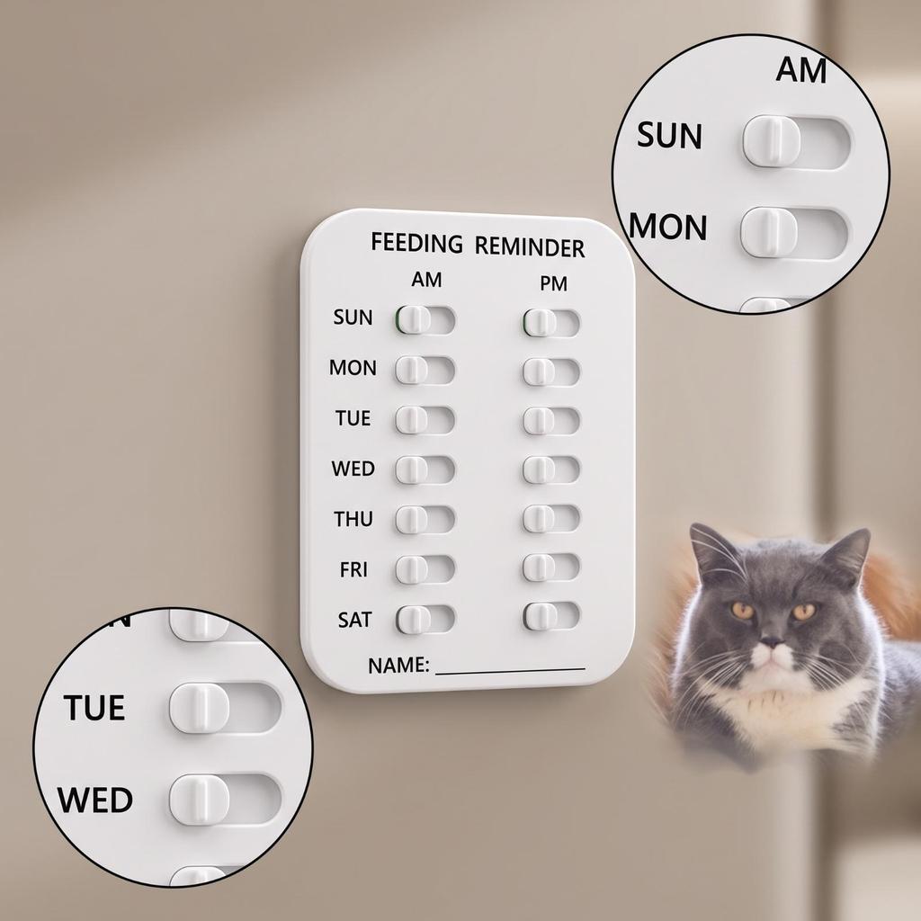 Pet Feeding Reminder Compact with Name Slot Easy to Read