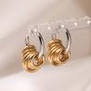 Two Tone Gold Silver Stainless Steel Hoop Earrings Interlocked Multi Layer Huggie Earring Minimalist Jewelry For Women