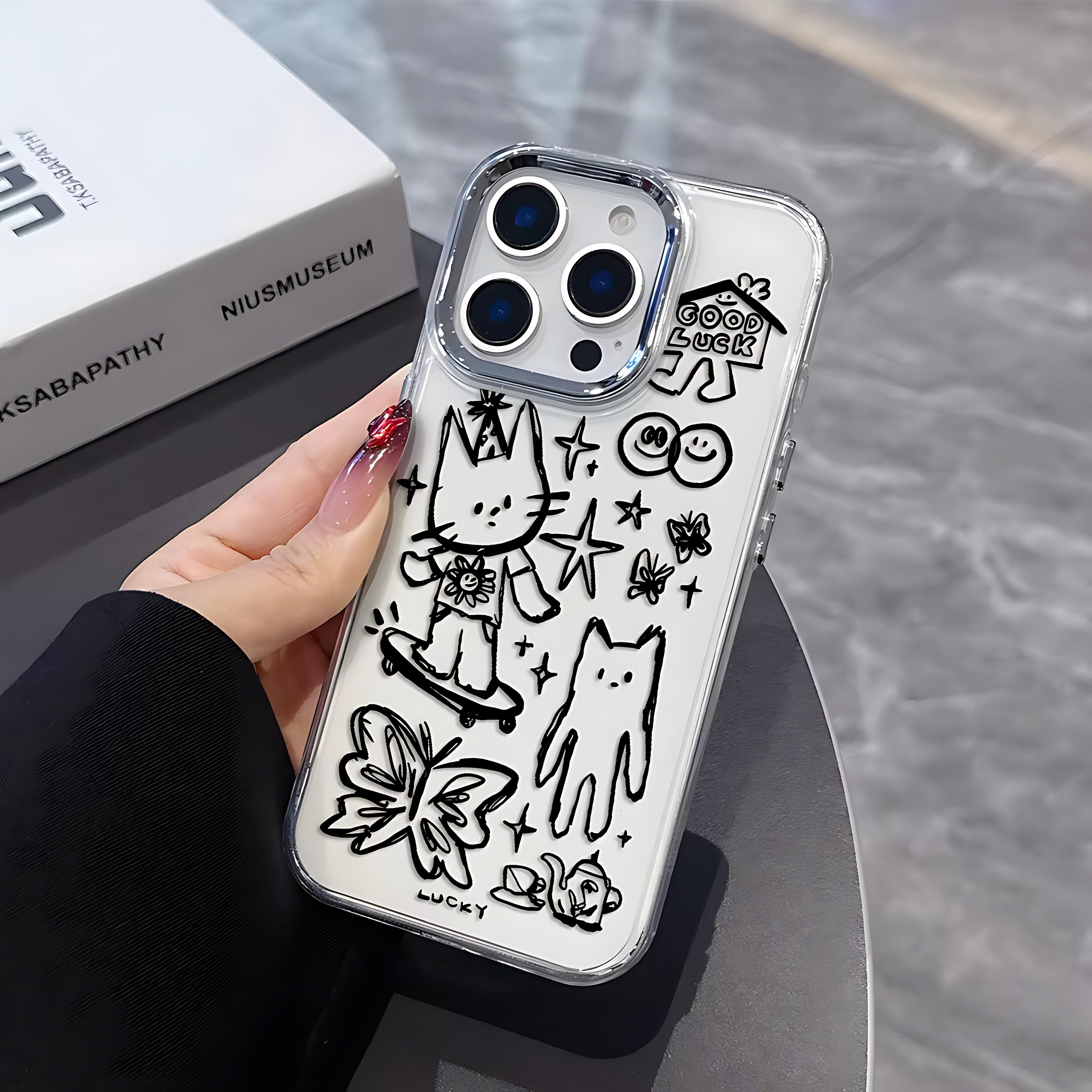 

Black Cat Sketch Kitten Phone Case for Xiaomi Mi 15 14T 14 12T 11T 11 Poco M7 X7 X6 F5 F6 X5 GT Pro 4G 5G Transparent Soft Cover Xiaomi 15 ULTRA 5G