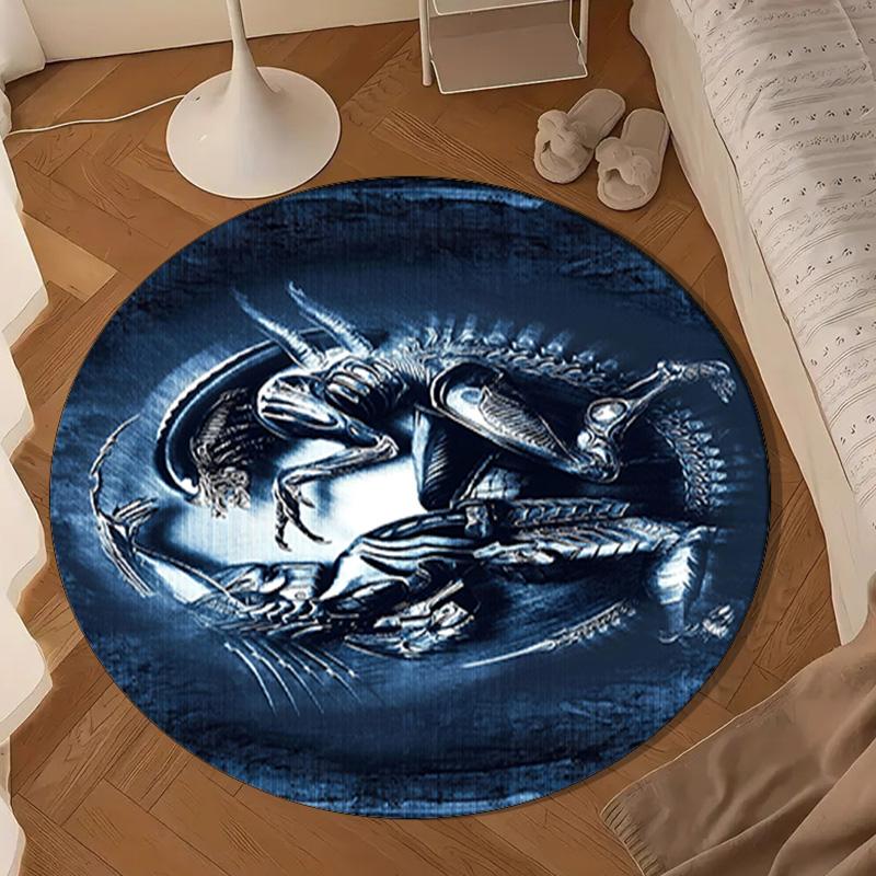 Alien Artwork Round Mat, Anti-slip Circle Carpet Chair Rug For livingroom,Bedroom, Doormat Home Decor Gift Christmas Gifts