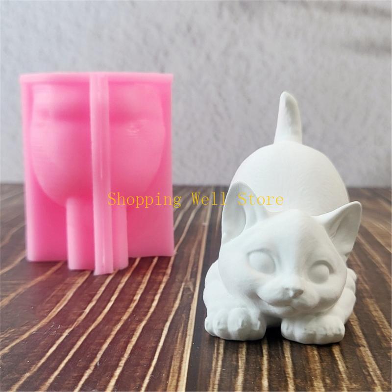 KX4B Cats Kitten Animal Silicone Molds Epoxy Resin Molds for Candle Soap Making Fondant Silicone Mould for Candy Chocolate CN