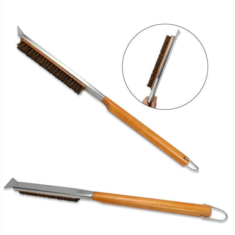 Pizza Oven Stone Brush Scraper BBQ Cleaner Barbecue Oven Brushes Stainless Steel Copper Wire Brush Kitchen Utensils 22.6" 57.5cm