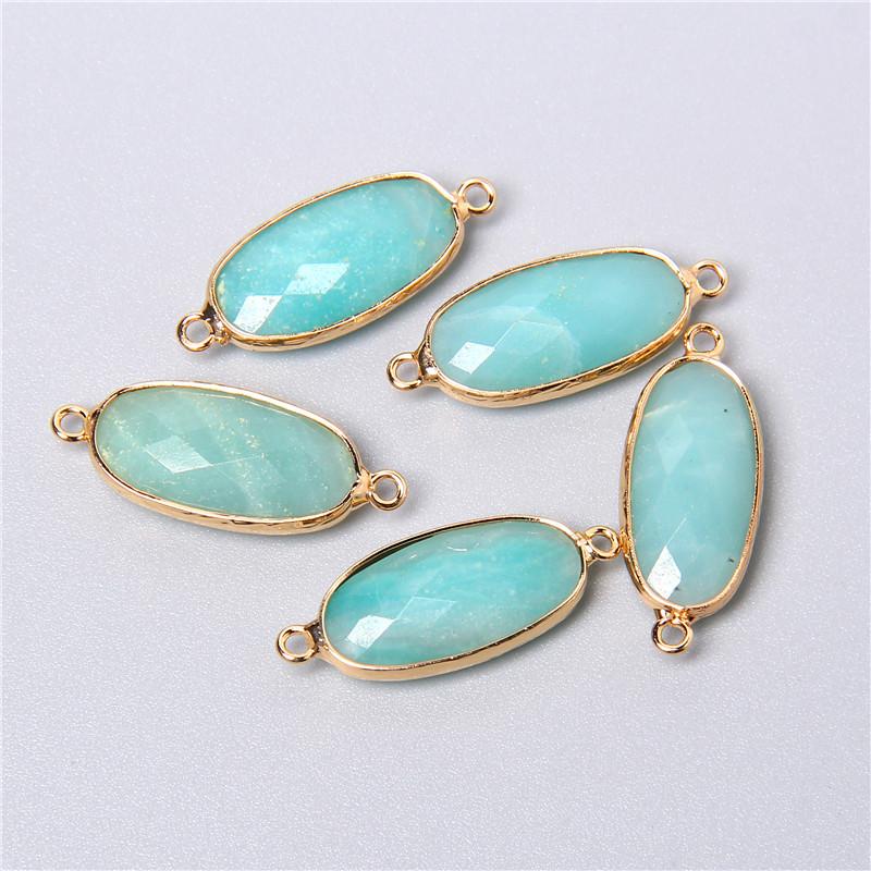 2pcs 10X26mm Natural Double Loop Crystal Stone Connector Pendant Charm Amethys for Jewelry Making Necklace Earring Accessory