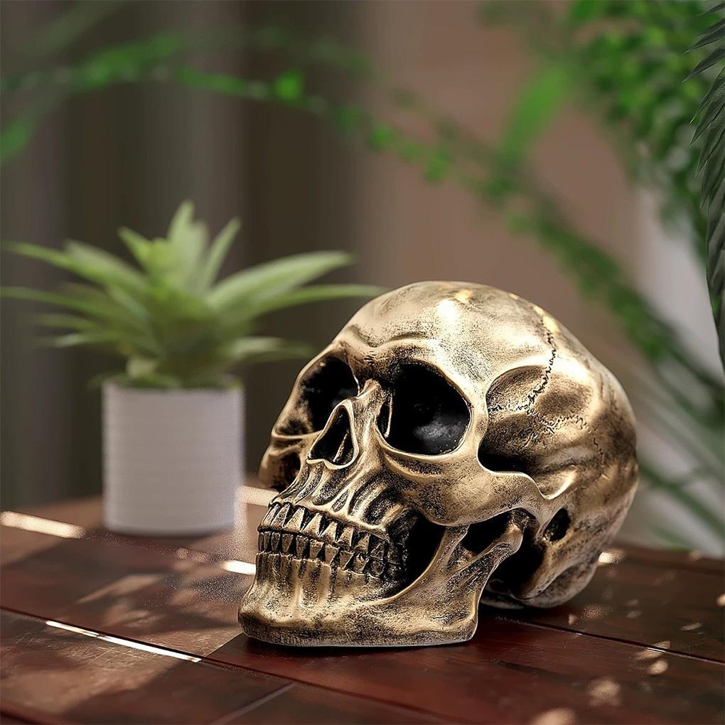 2025 Dödskalle Staty Skulptur Halloween Dekoration Harts Dödskalle Skelett Hantverk för Målning Medicinska Rekvisita Bar Disk Heminredning