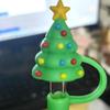 New 10mm Christmas Cartoon Silicone Straw Sleeve with Cute Dust Plug