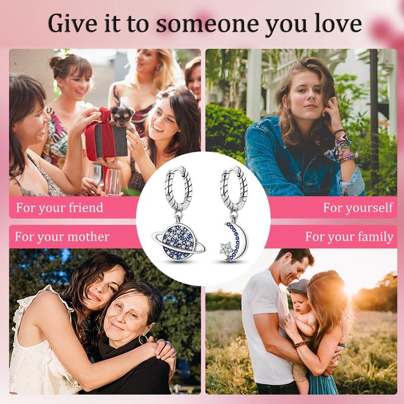 Stars Moon Sun Stud Earrings 925 Silver Hoop Earring Zircon For Women Making Jewelry Gift For Girl Women