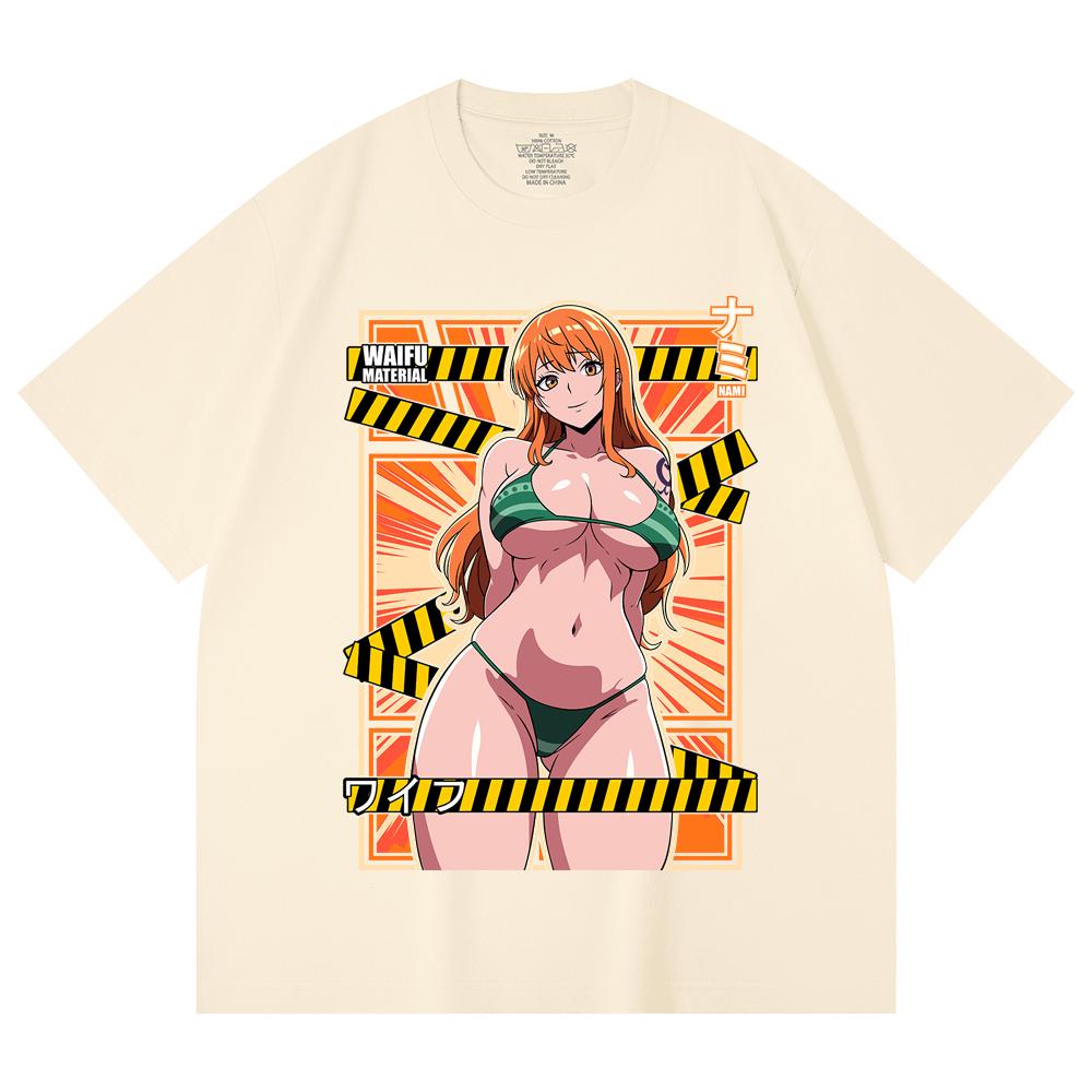 230 Gsm 100% Cotton One Piece V40 Nami Waifu Print Unisex Heavy Cotton T Shirt